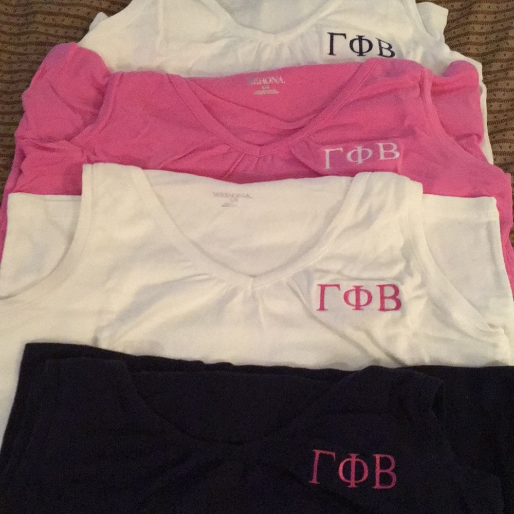 4-Sleeveless shirts w/gamma phi Beta letters